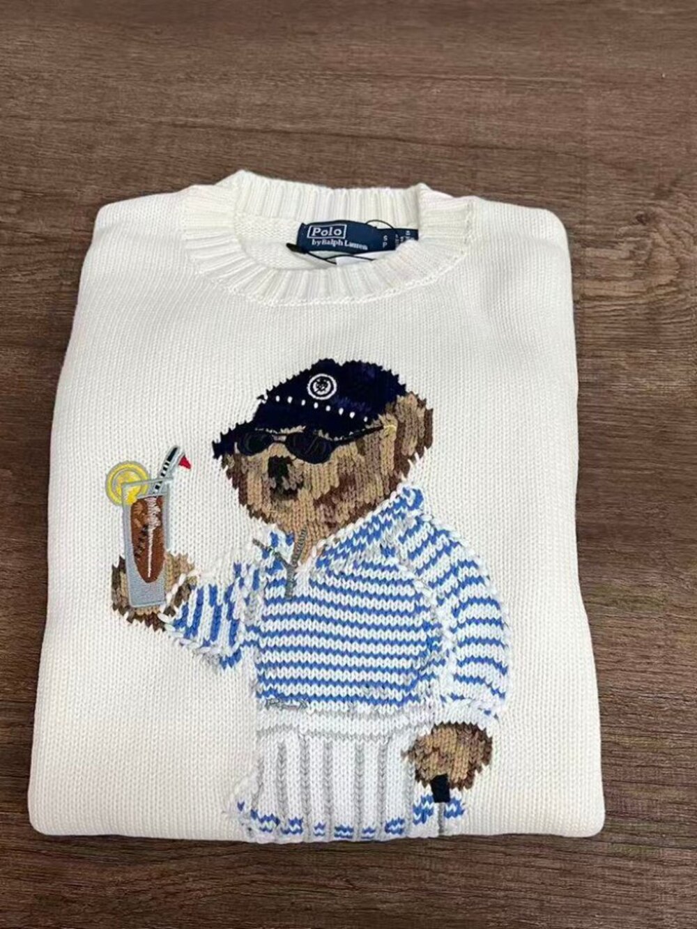 Polo Ralph Lauren Cream Golf Polo Bear Knit Sweater - Picture 4 of 8